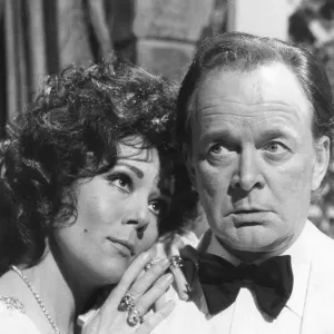 Tony Britton and Diana Rigg filming TV play - February 1977