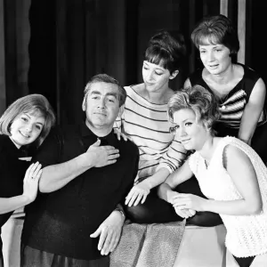 Tony Hancock and his girl dancers, rehearsing at the London Palladium. 8th August 1963