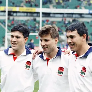 Tony and Rory Underwood pose for the cameras with Rob Andrew (centr Tony and Rory Underwood pose for the cameras with Rob Andrew (centr