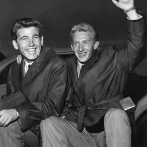 Torino team-mates Denis Law and Joe Baker land at Ringway airport, October 1961