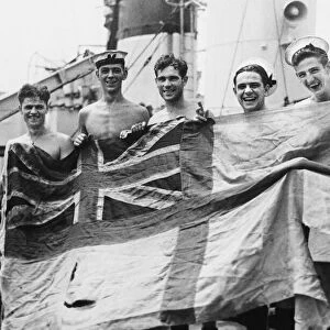 The torn Battle Ensign of HMS Tartar carried in her action with German destroyers in