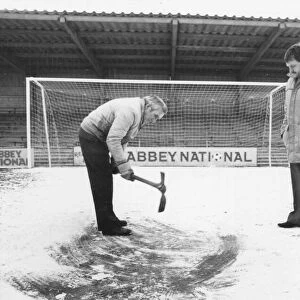 Torquay Uniteds head groundsman Fred King and Dave Easton, commercial manager