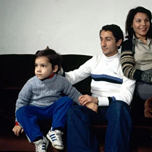 Tottenham Hotspur Argentine footballer Osvaldo Ardiles pictured at home with his wife