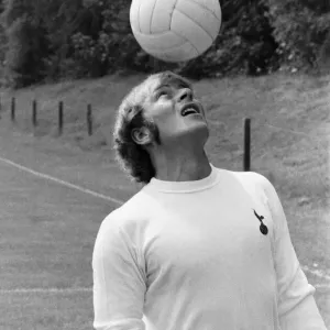 Tottenham Hotspur footballer Ralph Coates practices his heading skills during the Spurs Tottenham Hotspur footballer Ralph Coates practices his heading skills during the Spurs