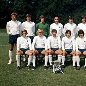 Tottenham Hotspur pose for a group photograph with the League Cup trophy August