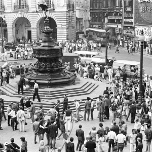 Tourists in Piccadilly, London, 10th August 1969 Tourists in Piccadilly, London, 10th August 1969