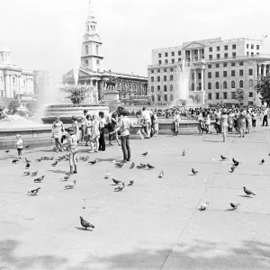 Tourists in Trafalgar Square, London, 10th August 1969 Tourists in Trafalgar Square, London, 10th August 1969