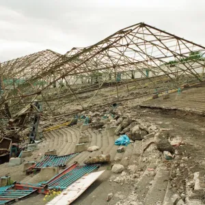 Huddersfield Town Stand Coming Down Print, Leeds Road 1994