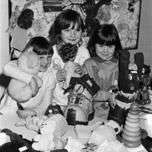 Toy time... looking after the toy stall at a Christmas fair held at Almondbury Infants