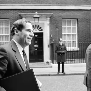 Trade and Industry Secretary Leon Brittan leaving Downing Street after a Cabinet meeting