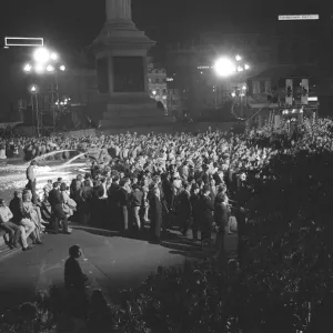 Trafalgar Square London July 1969 People gather late at night in Trafalgar Square Trafalgar Square London July 1969 People gather late at night in Trafalgar Square