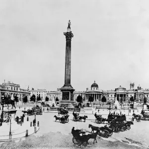 Trafalgar Square and National Gallery early 1900s from a postcard