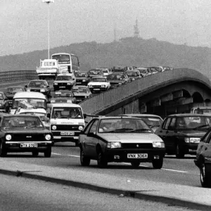 Traffic at the Gabalfa Flyover, Wales, 29th October 1985 Traffic at the Gabalfa Flyover, Wales, 29th October 1985