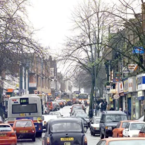 Traffic jam on the High Street, Kings Heath, Birmingham