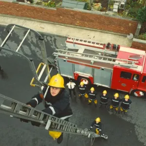 A training exercise in the centre of Newcastle - firefighter Sean McHee shows how to A training exercise in the centre of Newcastle - firefighter Sean McHee shows how to