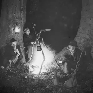 Tramps at Night by Campfire Print Circa 1930 Tramps at Night by Campfire Print Circa 1930