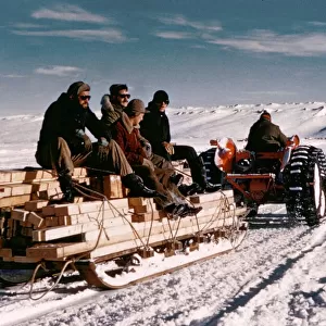 The Trans-Antarctic Expedition 1956-1958 Members of the expedition team sit on top