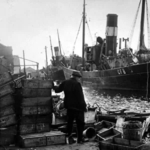 Trawler at Cardiff Docks. Dated 10th May 1956