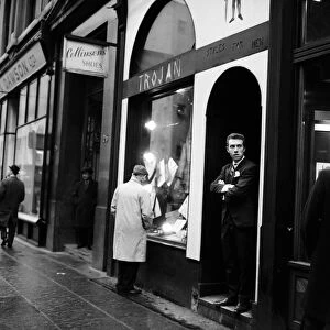 Trojan mens clothing shop, Liverpool, Merseyside. Circa 1967