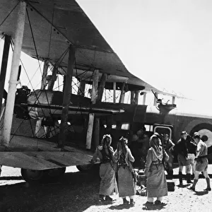 Troops carrying R. A. F aircraft arriving on the Iraq frontier with men and stores
