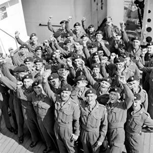 Troops celebrate their return to the United Kingdom from the Korean war