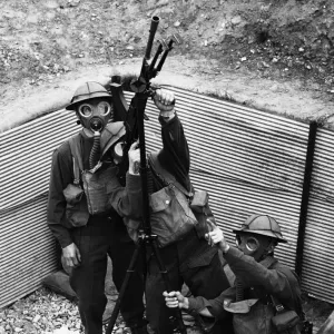 Troops training in England, attacking aircraft with Bren-Gun, Circa 1939 Troops training in England, attacking aircraft with Bren-Gun, Circa 1939