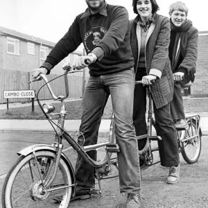 Trying the goodies style triplet bike out for size are (left to right