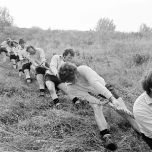 Tug of War Competition across the River Great Ouse aka Old West River in Stretham