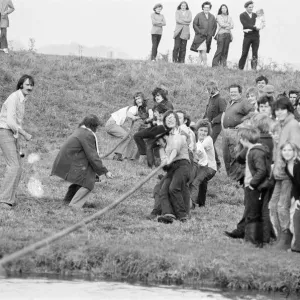 Tug of War Competition across the River Great Ouse aka Old West River in Stretham