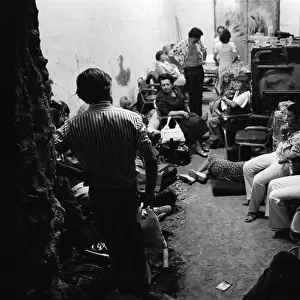 The Turkish invasion of Cyprus. Guests crowd together in the basement area of the Ledra