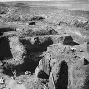 Turkish trenches captured at Sannaiyat by the 7th Indian Division as they push towards