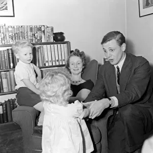 TV Presenter David Attenborough December 1955 and Wife Jane with their children at home