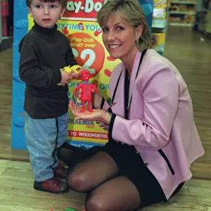 Tv Presenter Jill Dando and Oliver play with some Play Doh in Woolworths A©