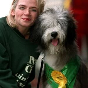 Tv Presenter Zoe Ball with Britains Happiest Dog Bonnie a Bearded Collie