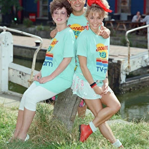 TV Presenters Timmy Mallett and Michaela Strachan with new TV-am weather girl Carol