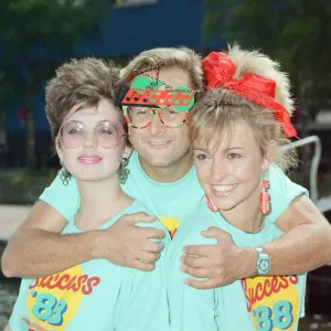 TV Presenters Timmy Mallett and Michaela Strachan with new TV-am weather girl Carol