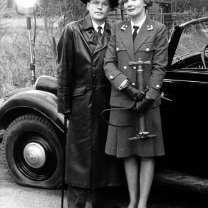 TV Progs Allo Allo Richard Gibson in Leather coat with Kim Hartman TV Progs Allo Allo Richard Gibson in Leather coat with Kim Hartman