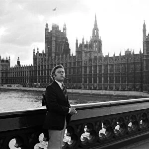 TV star Mike Yarwood outside the Houses of Parliament. 7th November 1975