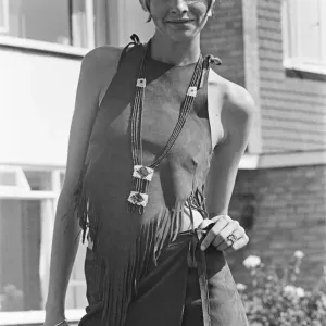 Twiggy, (real name Lesley Hornby) English model, seen in a Hippie gear outfit Twiggy, (real name Lesley Hornby) English model, seen in a Hippie gear outfit