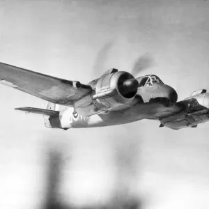 Twin engined Bristol Beaufighter seen here under going a flight test