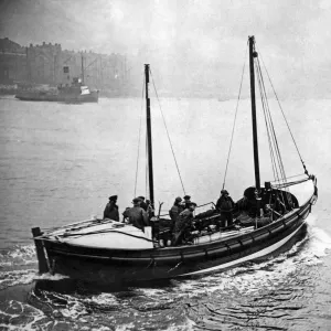 Print of Tynemouth lifeboat returning to Shields Harbour after rescue Print of Tynemouth lifeboat returning to Shields Harbour after rescue