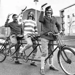 Three Tynside men have borrowed a 70 year old triplet cycle t for an outing with a