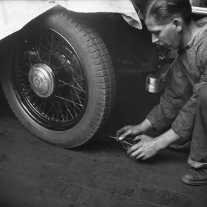 Print of Tyres Checked on the Assembly Line Print of Tyres Checked on the Assembly Line