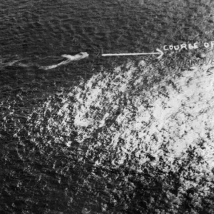 U-boat Under Attack, North Sea, Our Picture Shows... the periscope of an enemy submarine U-boat Under Attack, North Sea, Our Picture Shows... the periscope of an enemy submarine