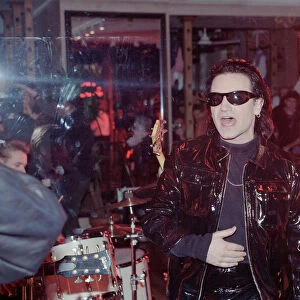 U2 filming the video for their single "Even Better Than the Real Thing"