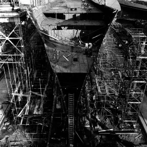 Un-named ship No 39 is on the stocks at Swan Hunters Neptune Yard