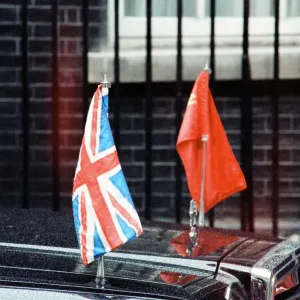 Union Jack and Russian Flag on a car during Soviet Leader Mikhail Gorbachev s Union Jack and Russian Flag on a car during Soviet Leader Mikhail Gorbachev s