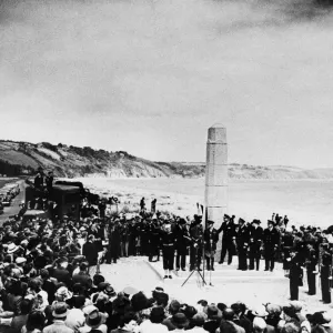 Print of Slapton Sands Monument Unveiling circa 1954
