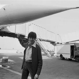Uri Geller at London Airport standing in front of a Concorde. 1st November 1978 Uri Geller at London Airport standing in front of a Concorde. 1st November 1978