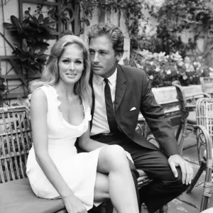 Ursula Andress, swiss actress, meets her new leading man John Richardson